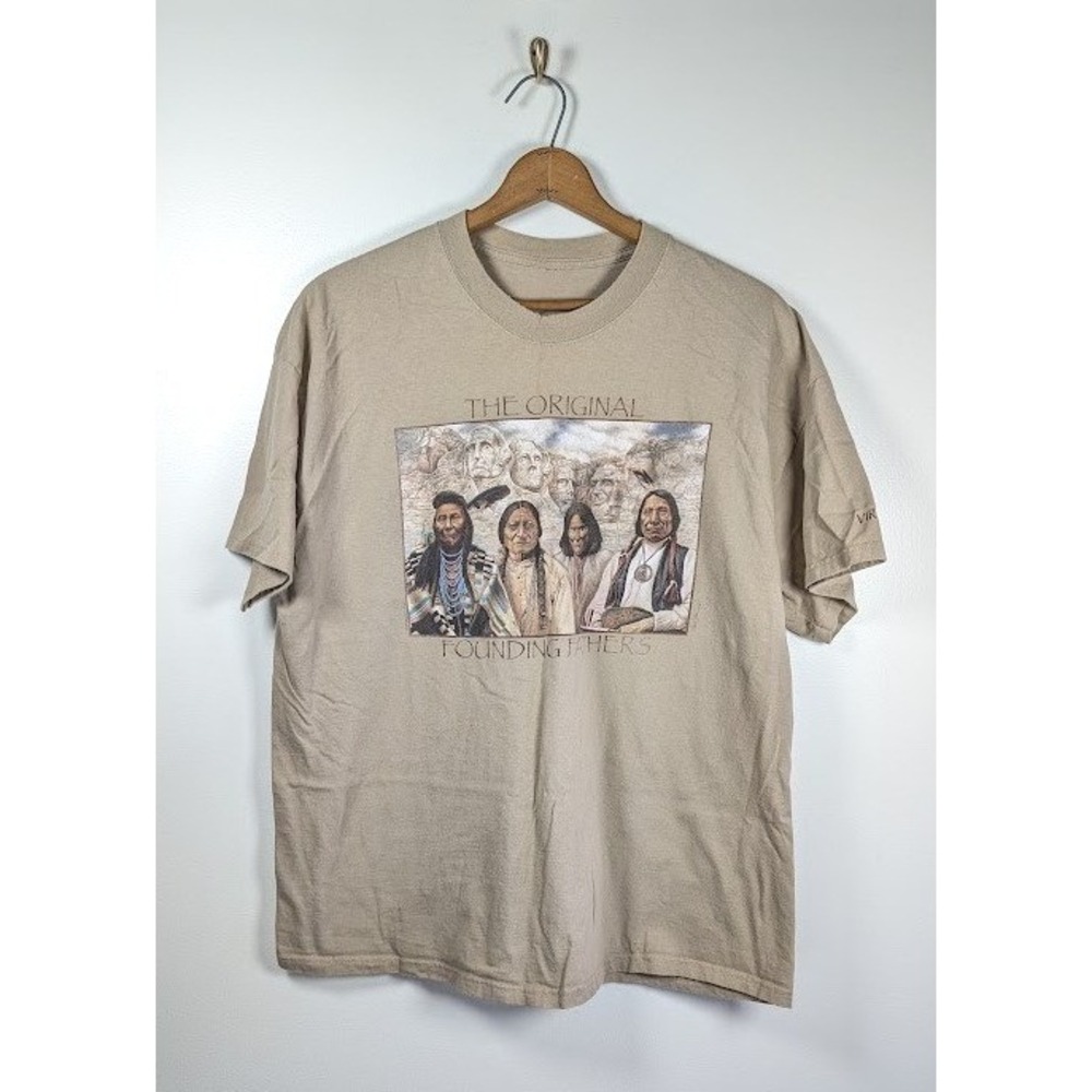 Vintage The Original Founding Fathers Native American T-Shirt Size XL Hanes 90s